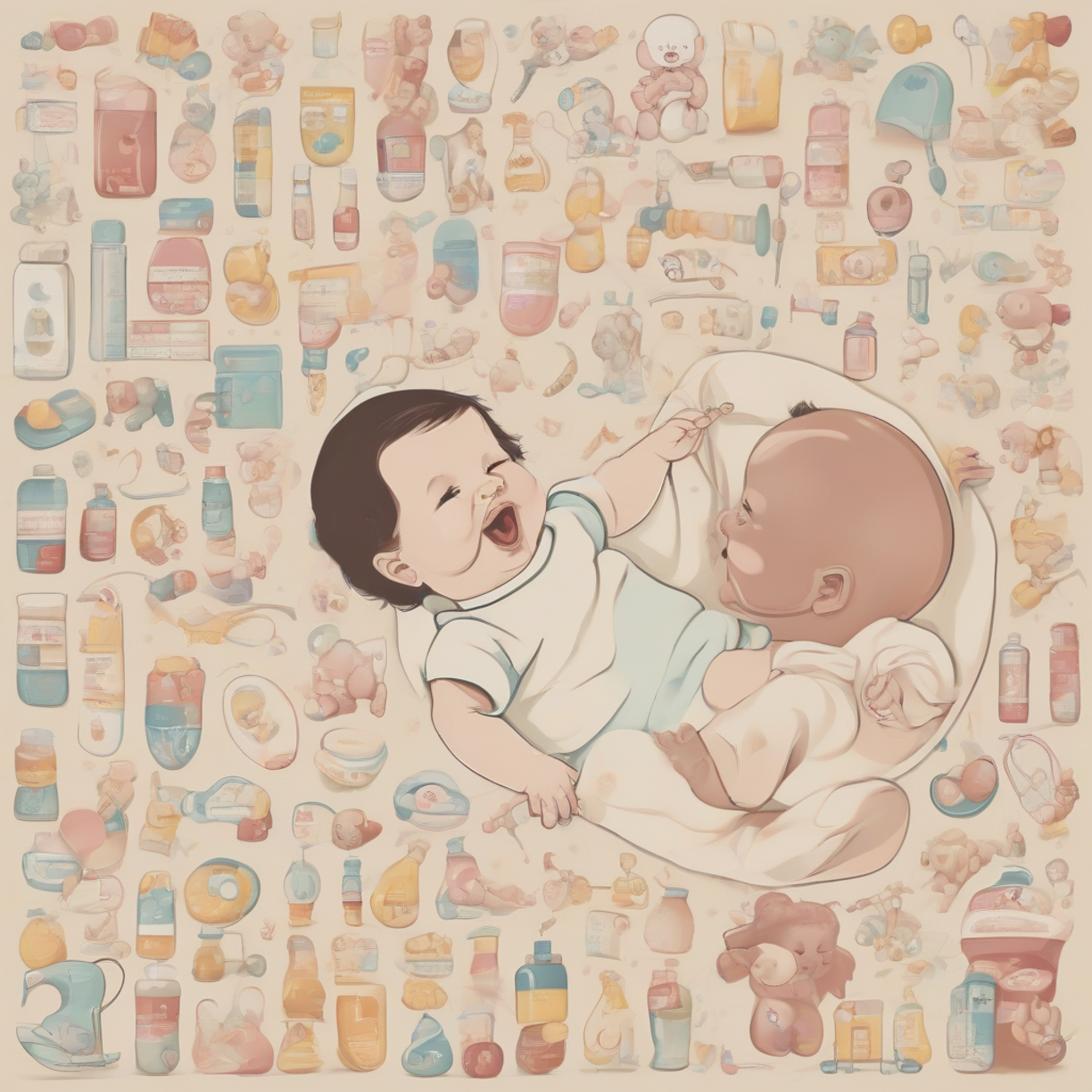 Step-by-step baby care illustration